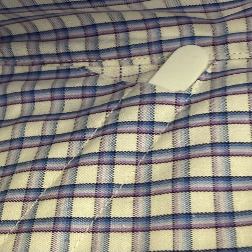 What’s Mens Blue Plaid Long Sleeve Collared‎ Button Up Dress Shirt Fitted Office - Picture 3 of 11